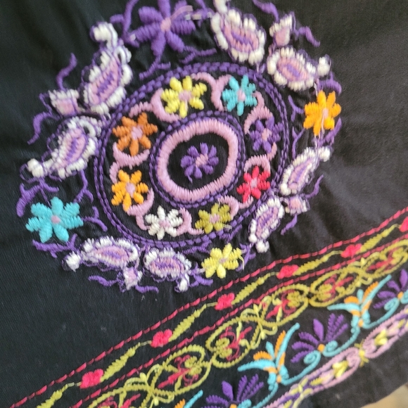 Johnny Was Los Angeles Black Embroidered Sundress Medium - Picture 4 of 6